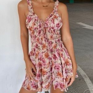 Isabelle’s Cabinet East Hampton Tan Floral Dress